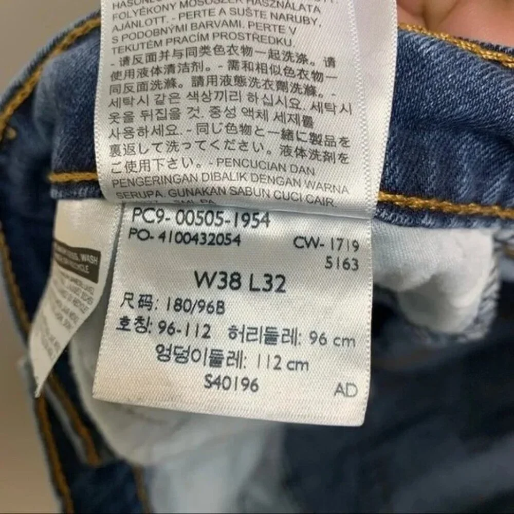 Levis 505 Jeans Mens 38x32 Regular Straight Medium Wash Blue Denim‎ Casual